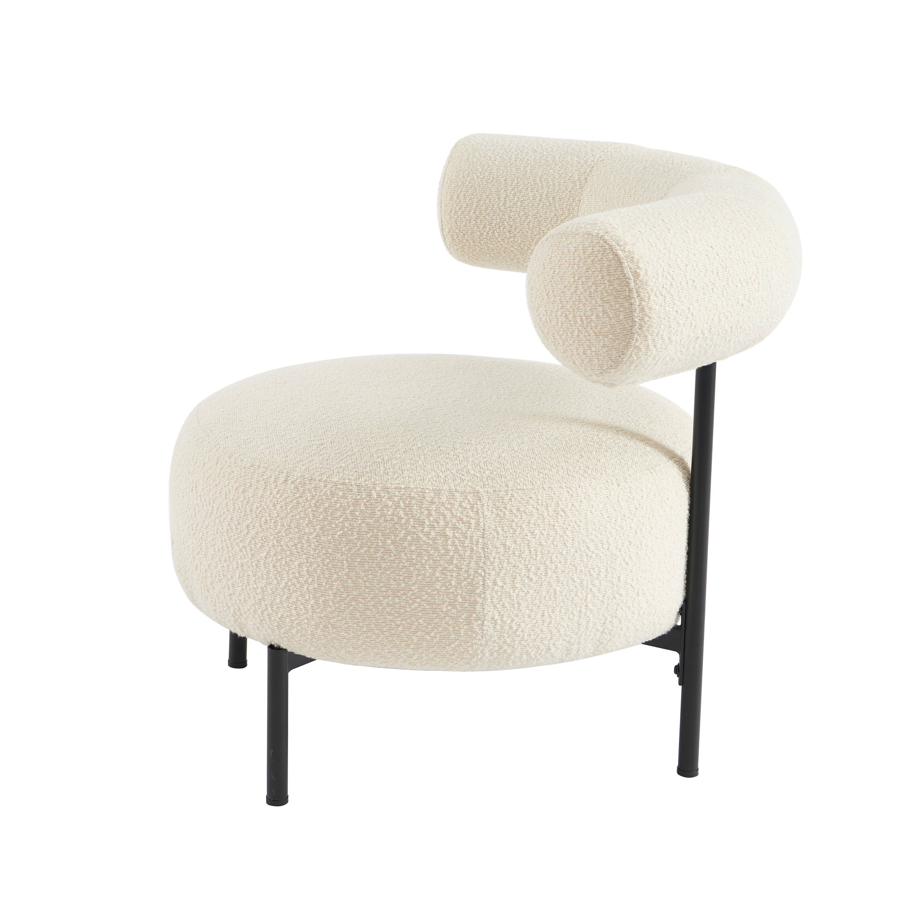 Farel - Chairs - Ecru Bouclé And Metal Legs - Black