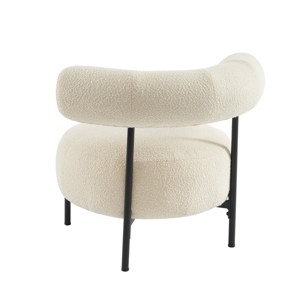 Farel - Chairs - Ecru Bouclé And Metal Legs - Black