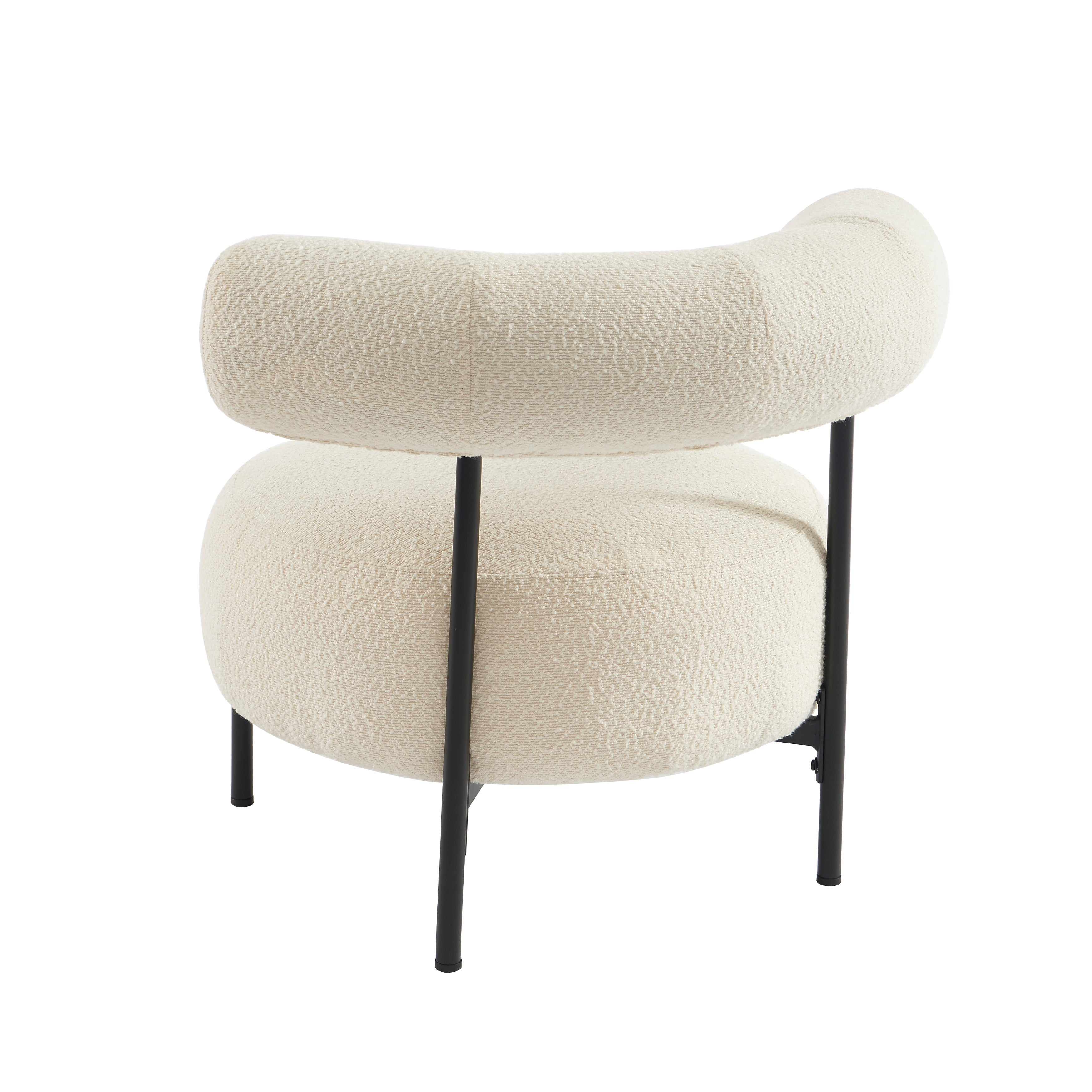 Farel - Chairs - Ecru Bouclé And Metal Legs - Black