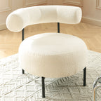 Farel - Chairs - Ecru Bouclé And Metal Legs - Black