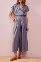 Silvie Trouser Jumpsuit - Chambray Stripe