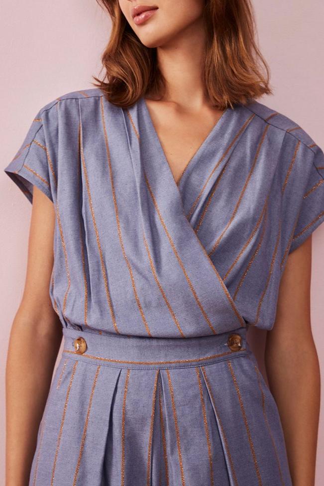 Silvie Trouser Jumpsuit - Chambray Stripe