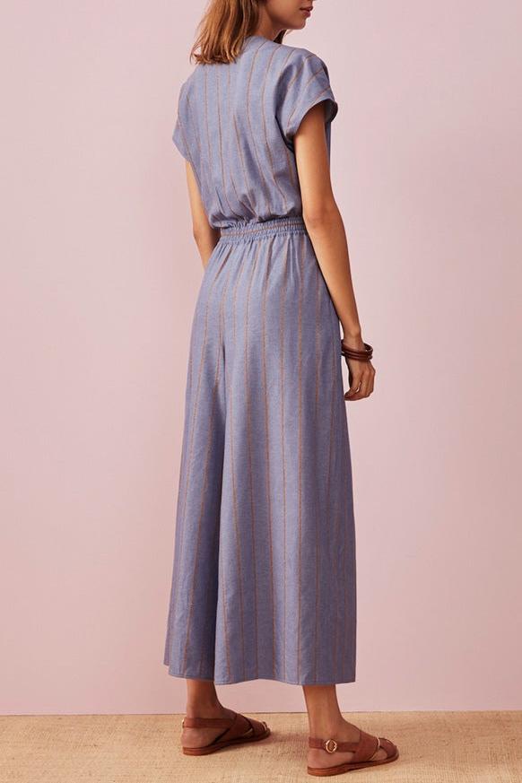 Silvie Trouser Jumpsuit - Chambray Stripe