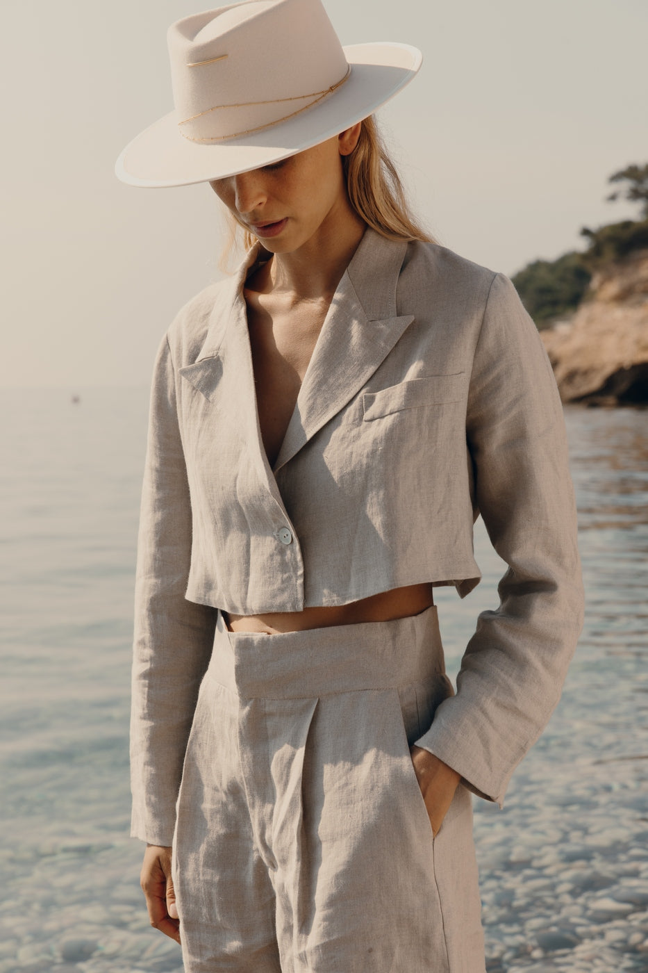 Chaqueta de lino Simeon - Natural