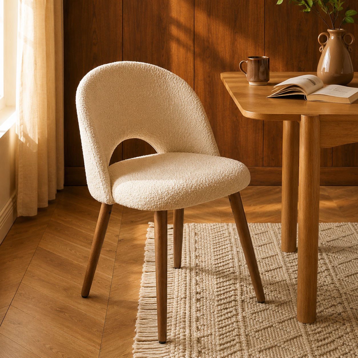 Simone - Lot De 2 Chaises - Bouclette - Blanc Cassé
