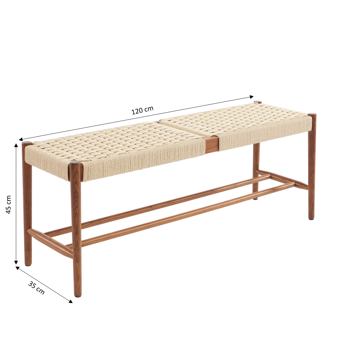 Motto - Hallway Bench - Solid Oak - Walnut and Rope