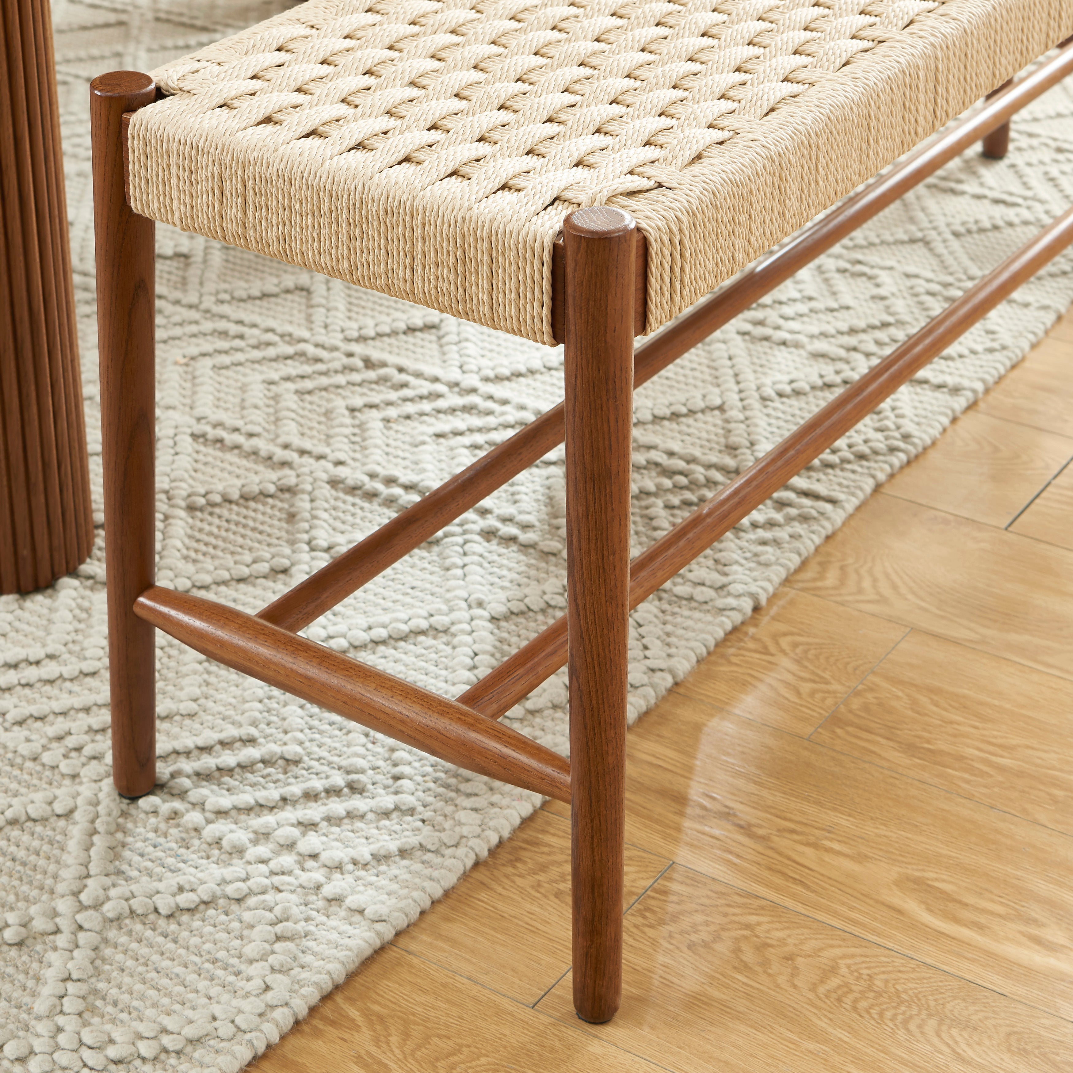 Motto - Hallway Bench - Solid Oak - Walnut and Rope