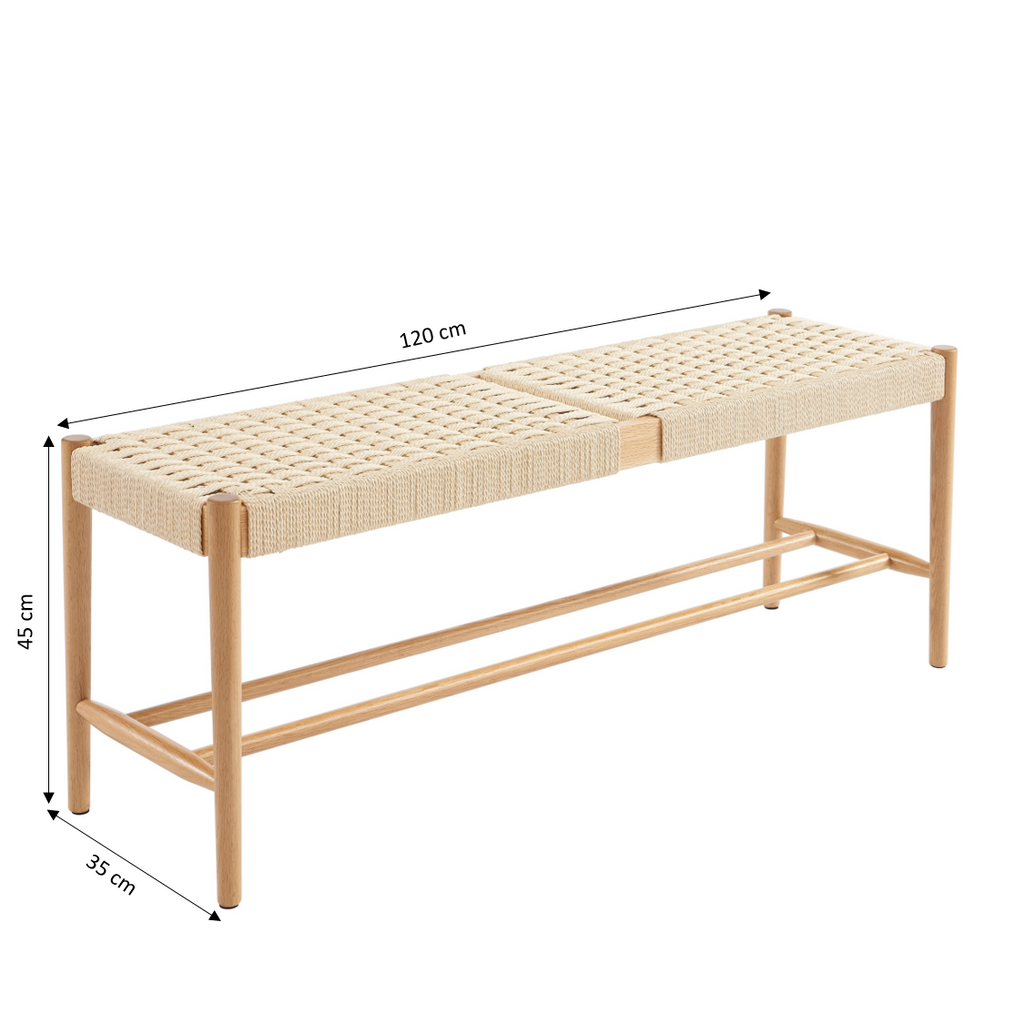 Motto - Entryway Bench - Solid Oak And Rope