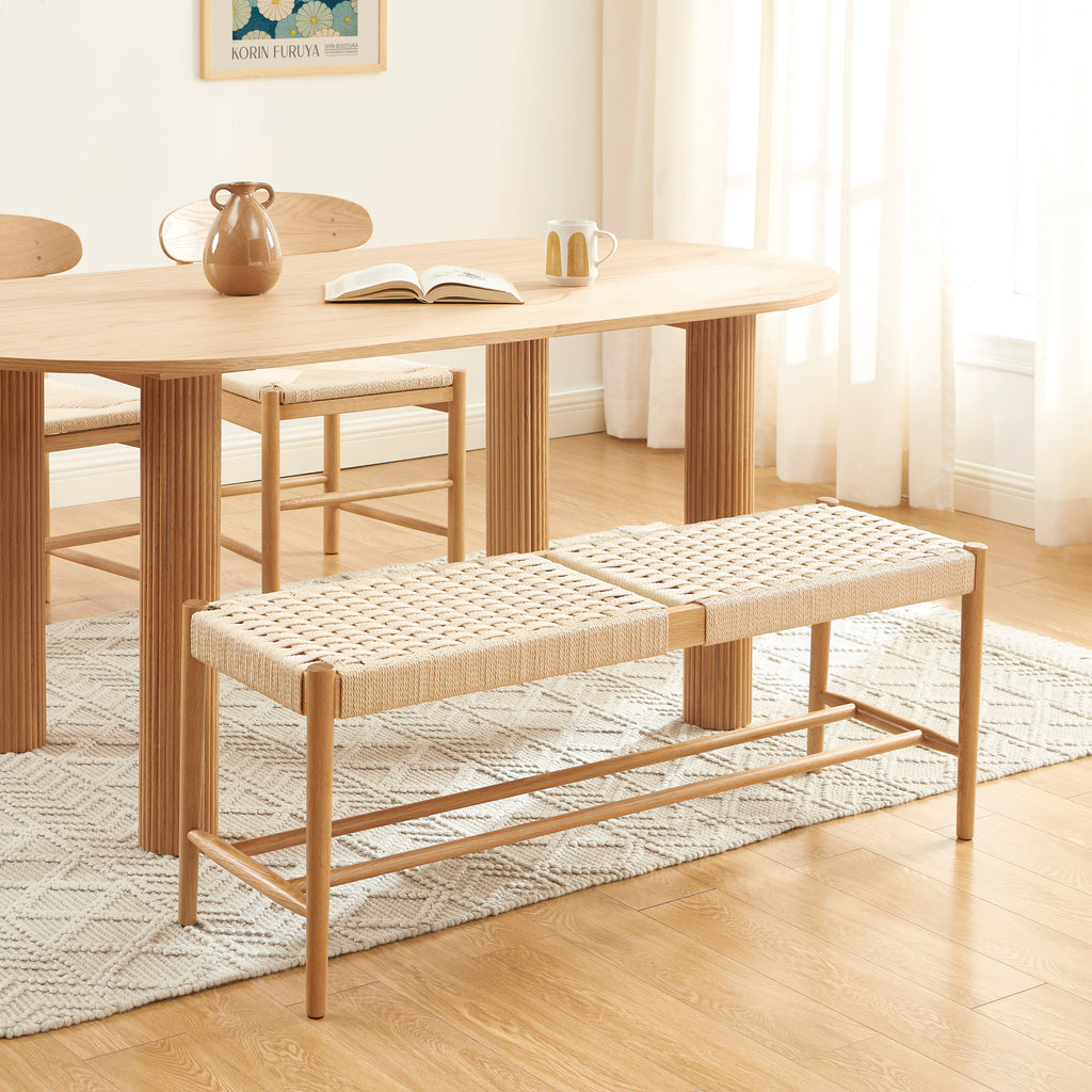 Motto - Entryway Bench - Solid Oak And Rope