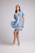 Short Dress - Sissi Short - White Blue