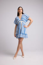 Short Dress - Sissi Short - White Blue