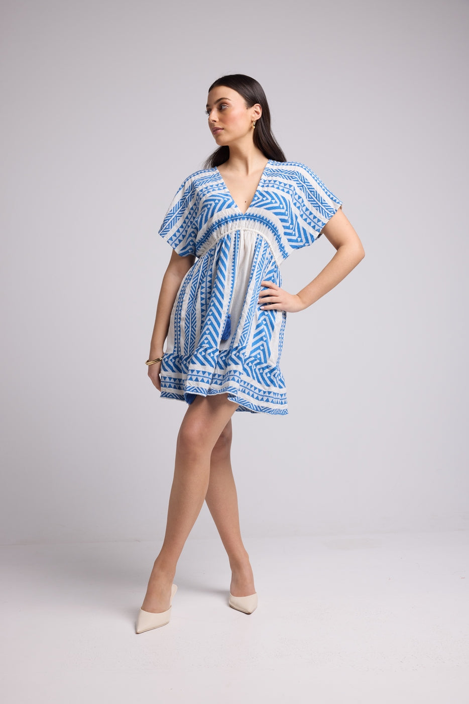 Short Dress - Sissi Short - White Blue