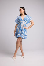 Short Dress - Sissi Short - White Blue