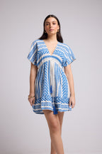 Short Dress - Sissi Short - White Blue