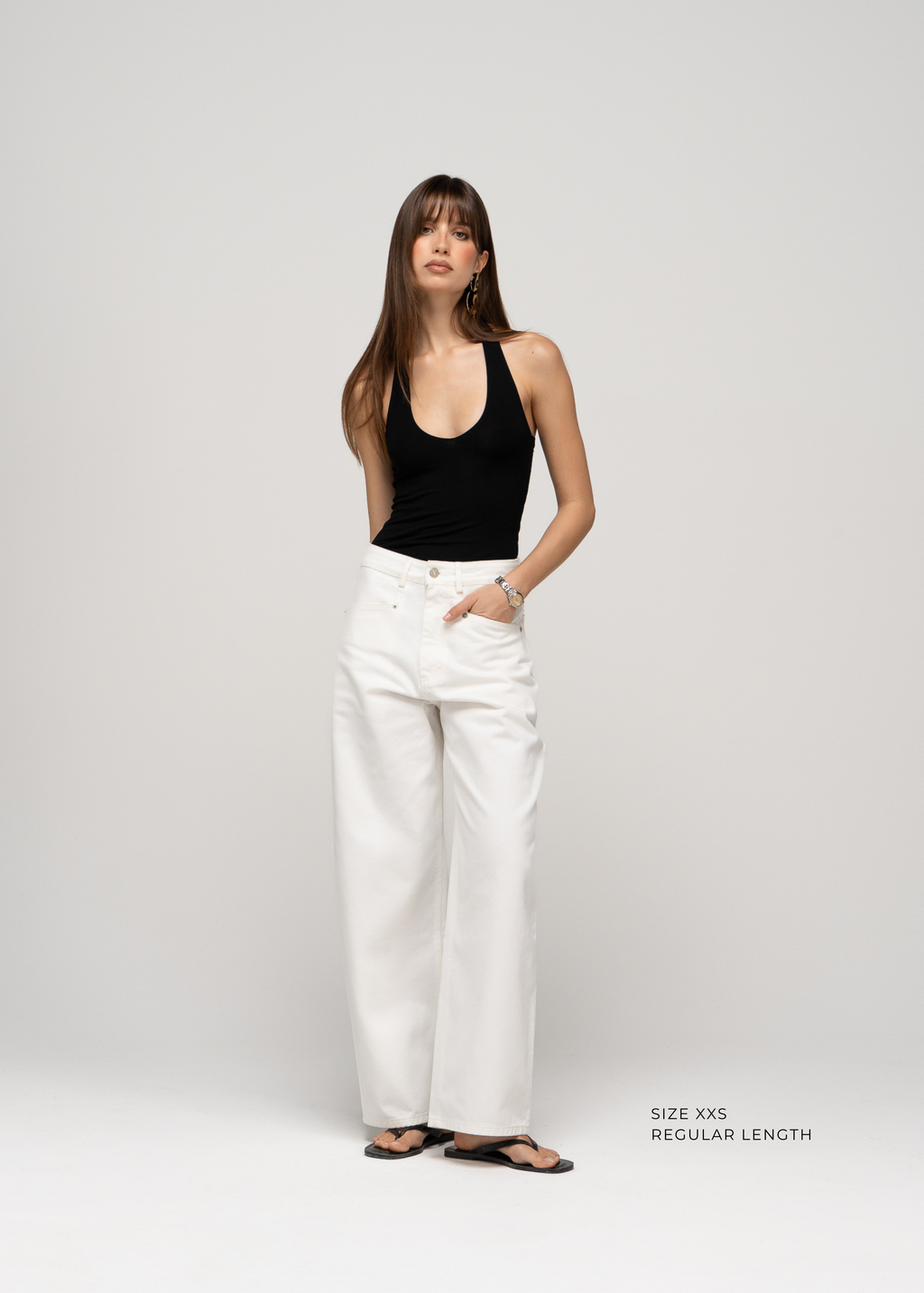 Jeansy Ava Mid-Waist Barrel - White