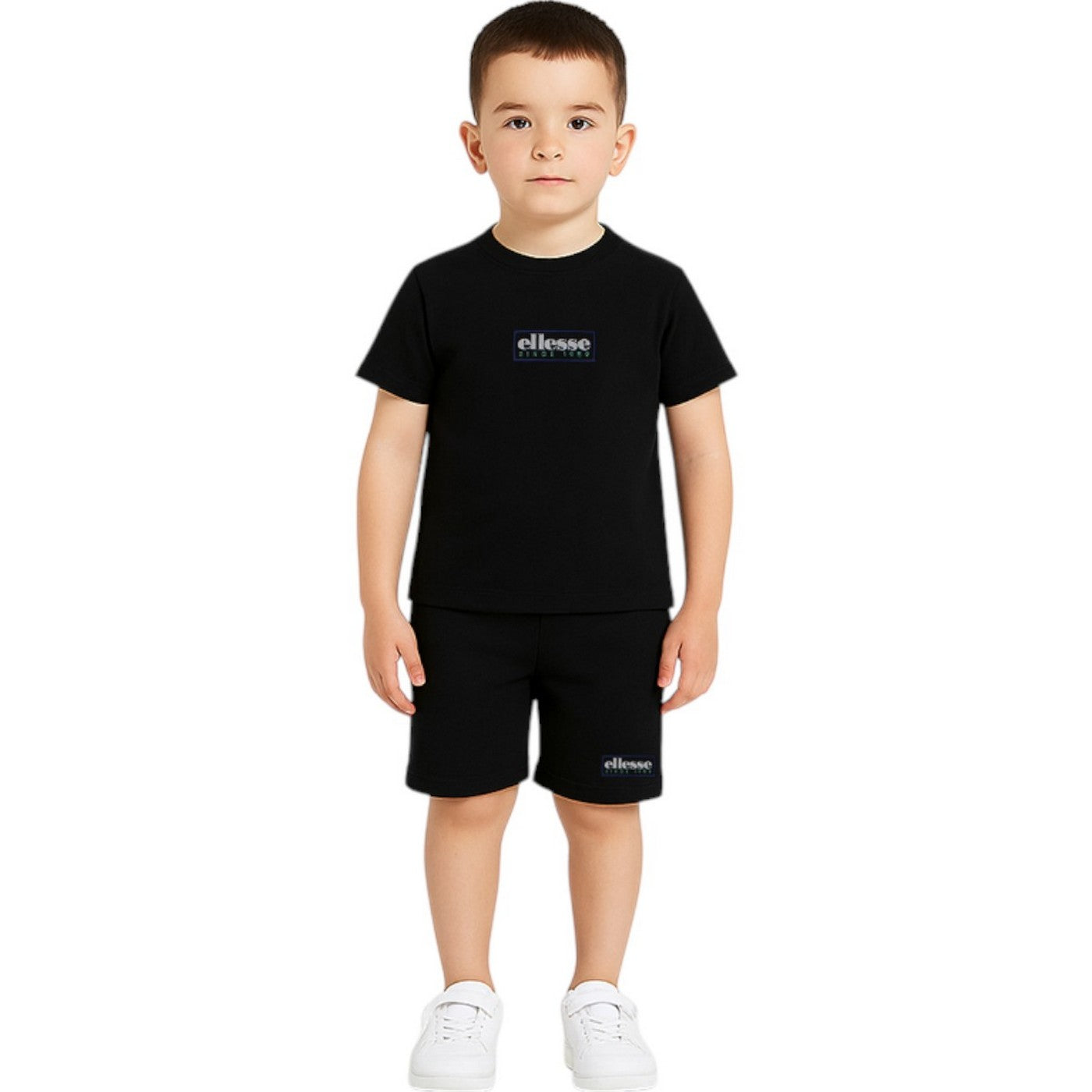 Pack de 2 Camisetas y Pantalones Cortos Ellesse Niño Negro/Blanco