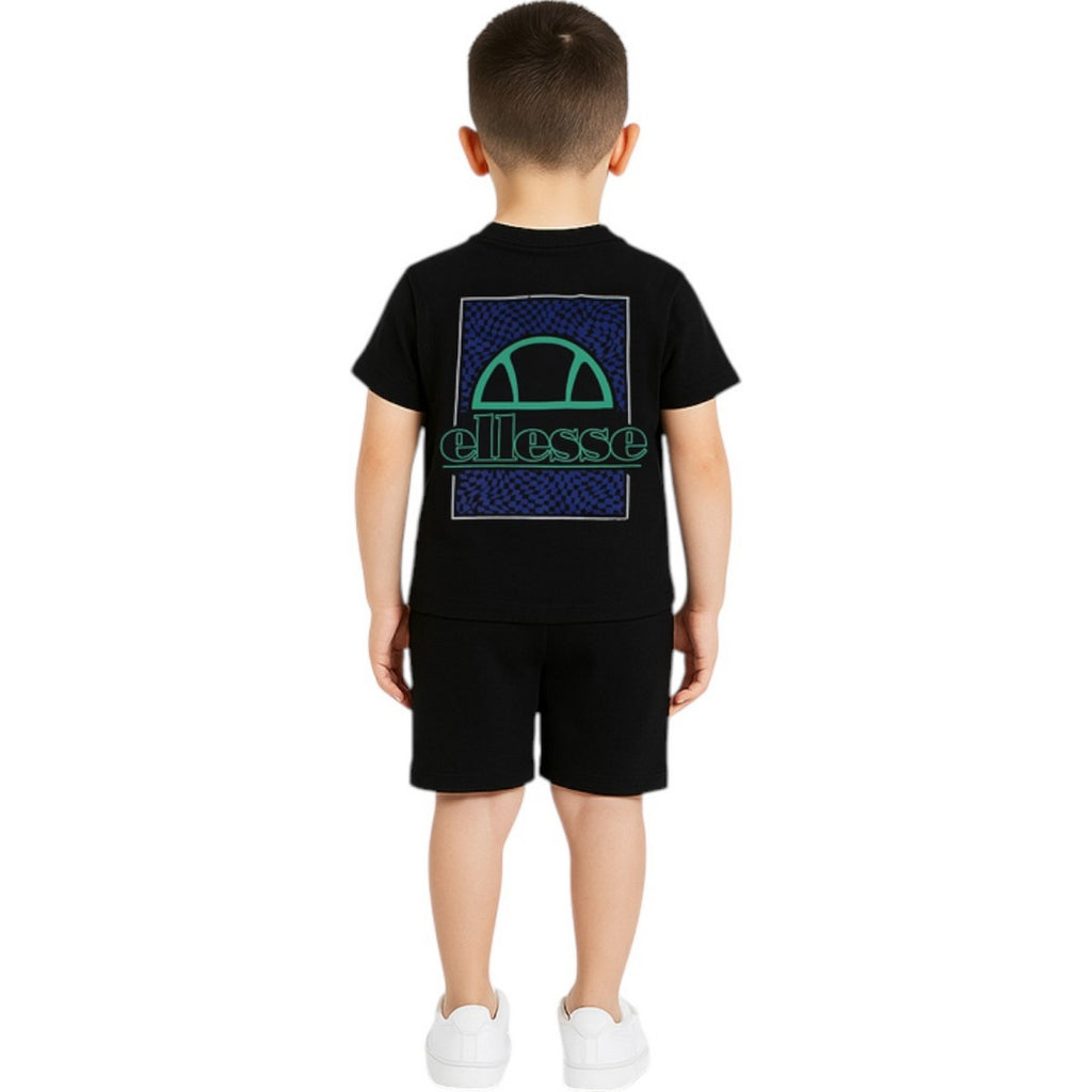 Pack de 2 Camisetas y Pantalones Cortos Ellesse Niño Negro/Blanco