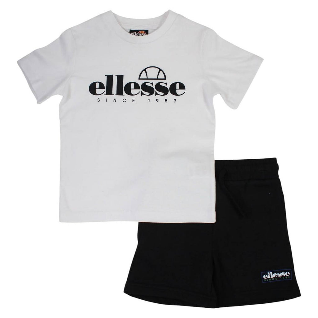 Pack de 2 Camisetas y Pantalones Cortos Ellesse Niño Negro/Blanco