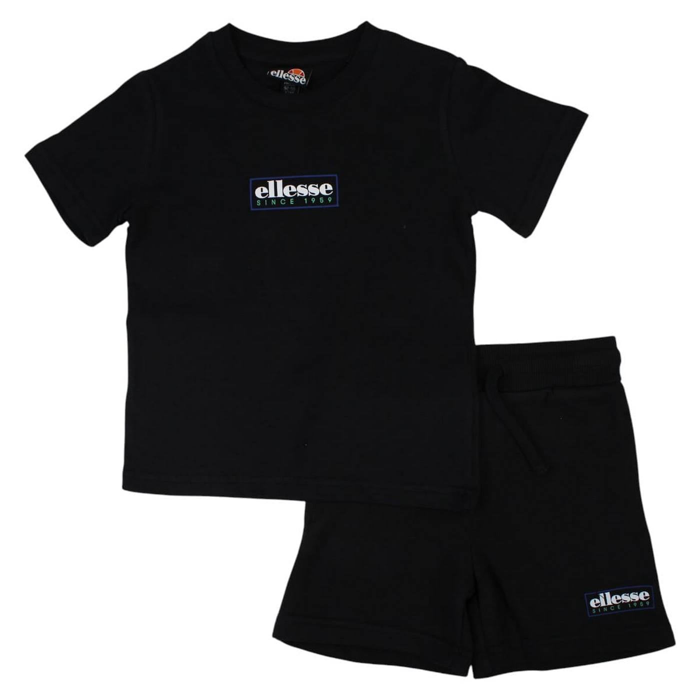 Pack de 2 Camisetas y Pantalones Cortos Ellesse Niño Negro/Blanco