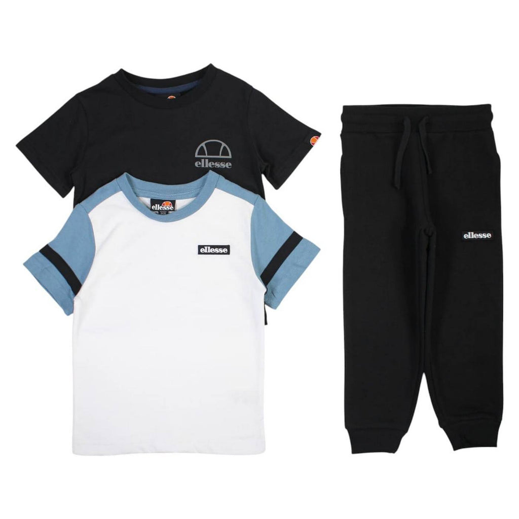 Pack de 2 Camisetas y Pantalones de Chándal Ellesse Niño Blanco/Negro