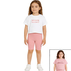 Pack De 2 T-Shirts Et Short Cycliste Ellesse Fille - Blanc/Rose