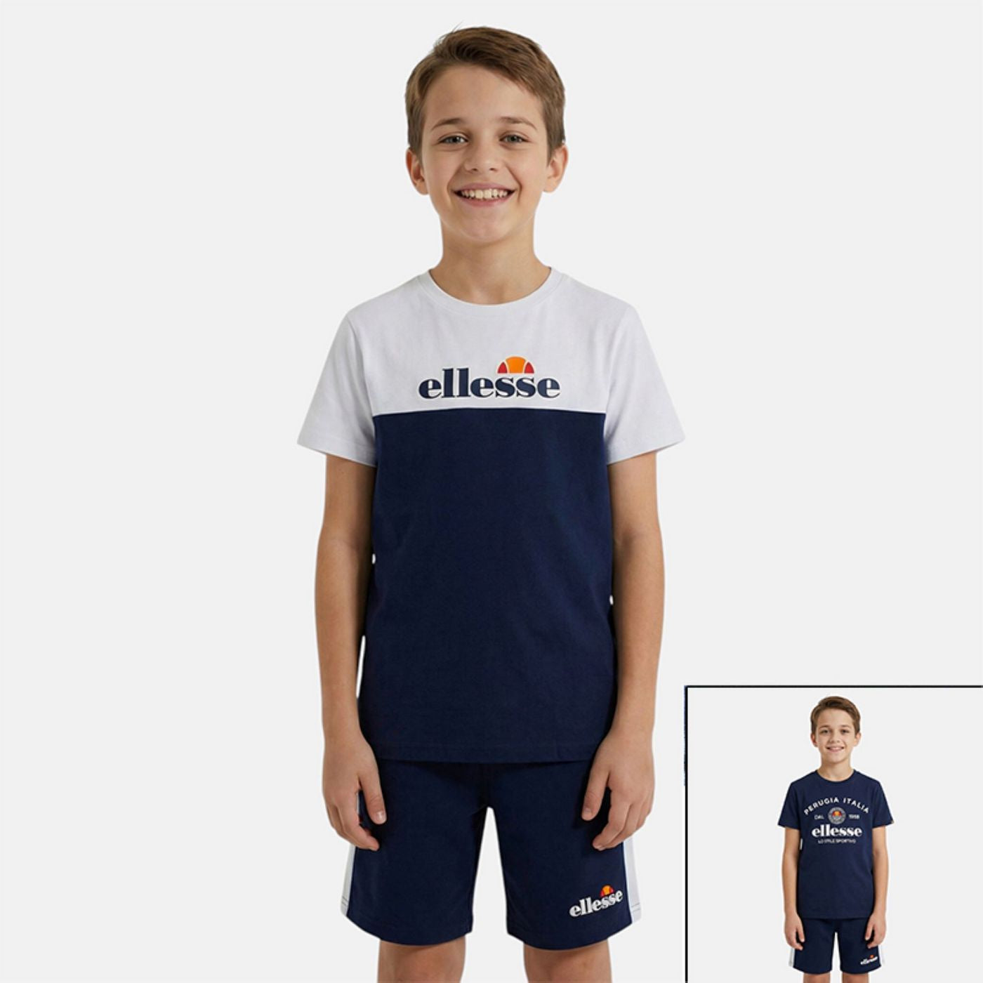 Pack of 2 Ellesse Boys' T-Shirts and Shorts - Navy