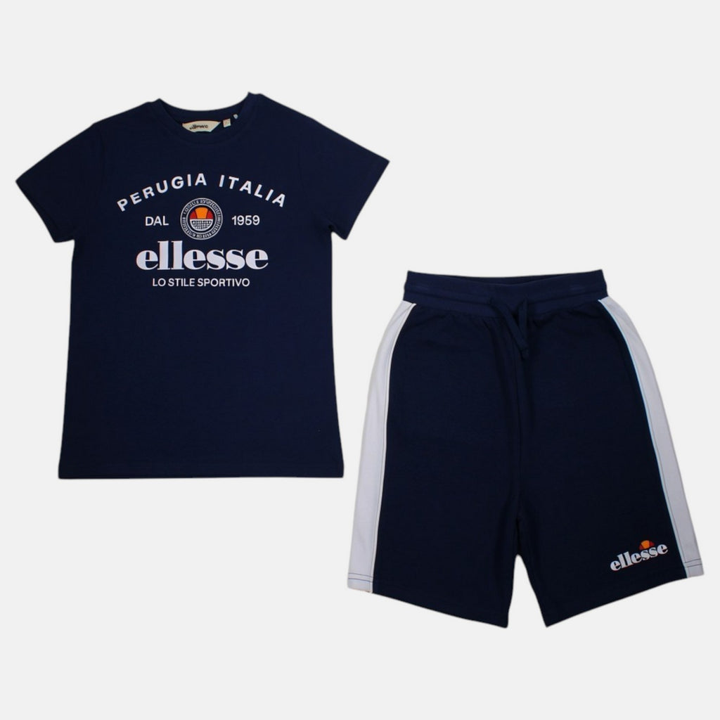 Pack de 2 Camisetas y Shorts Ellesse Niño Azul Marino