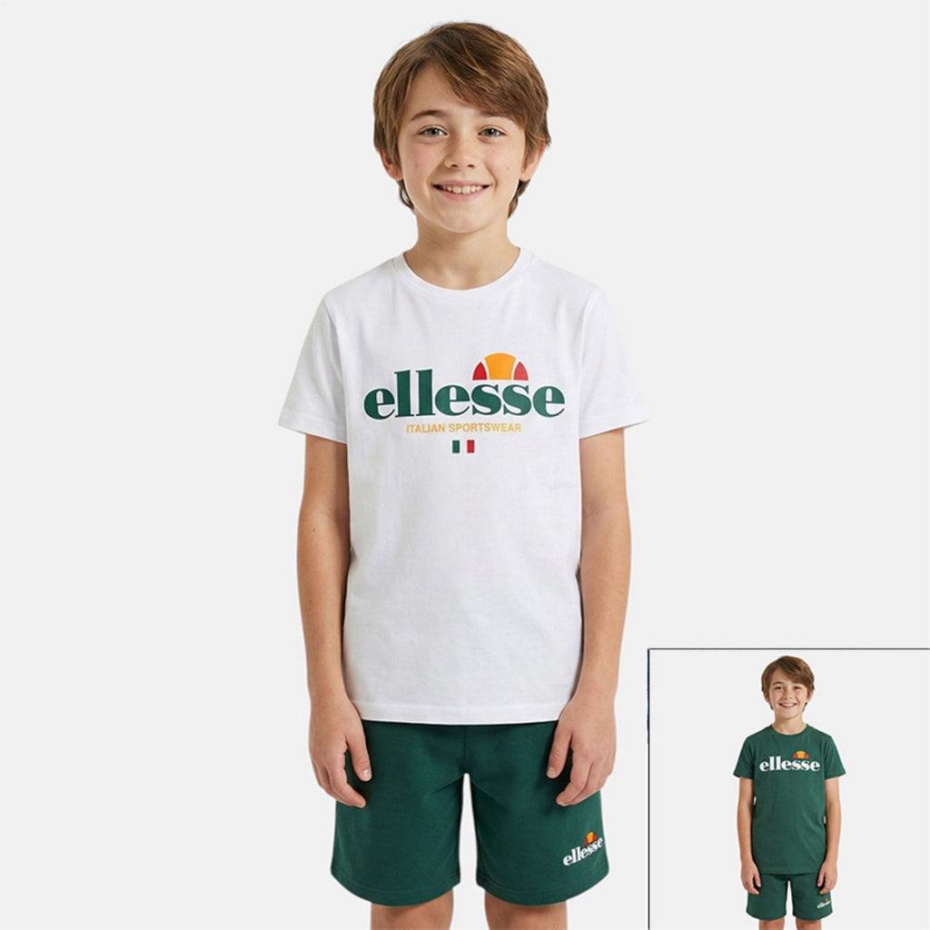 Pack de 2 Camisetas y Pantalones Cortos Ellesse Niño Blanco/Verde