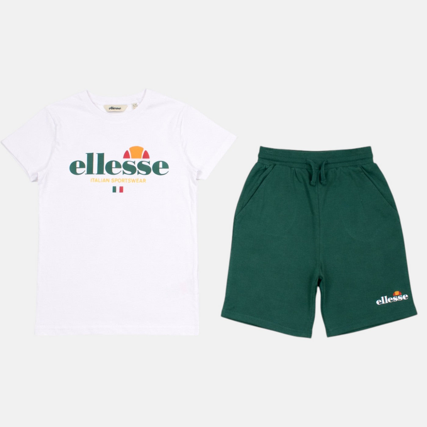 Pack de 2 Camisetas y Pantalones Cortos Ellesse Niño Blanco/Verde