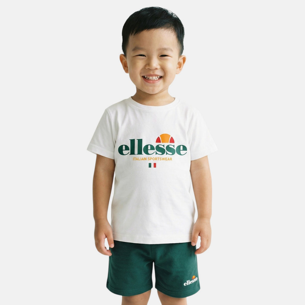 Pack de 2 Camisetas y Pantalones Cortos Ellesse Niño Blanco/Verde