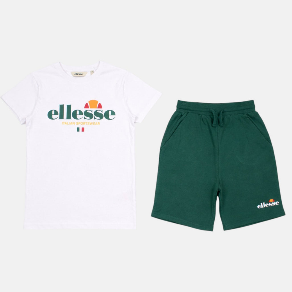 Pack de 2 Camisetas y Pantalones Cortos Ellesse Niño Blanco/Verde