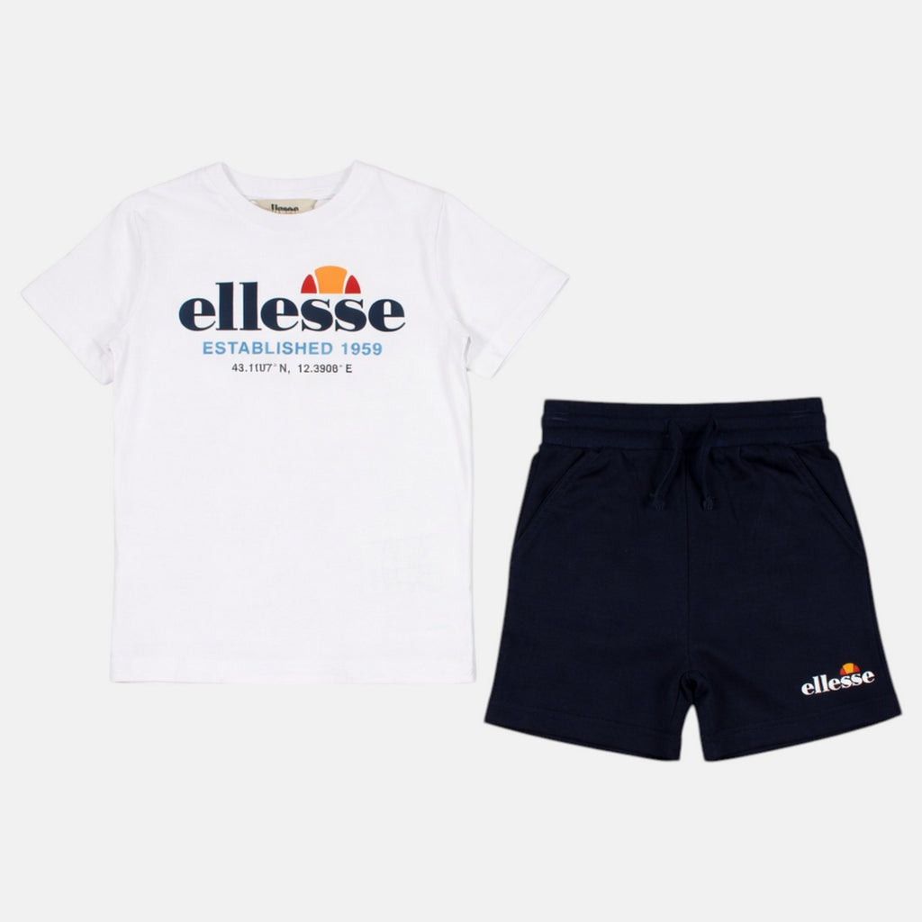 Pack of 2 Ellesse Boys' T-Shirts and Shorts - White/Navy