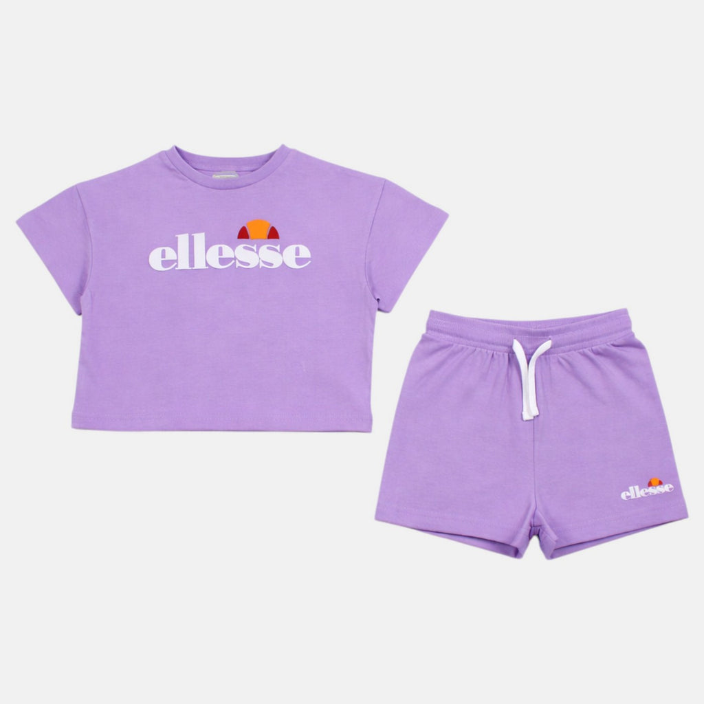 Pack de 2 camisetas y pantalones cortos Ellesse Niña - Morado/Blanco