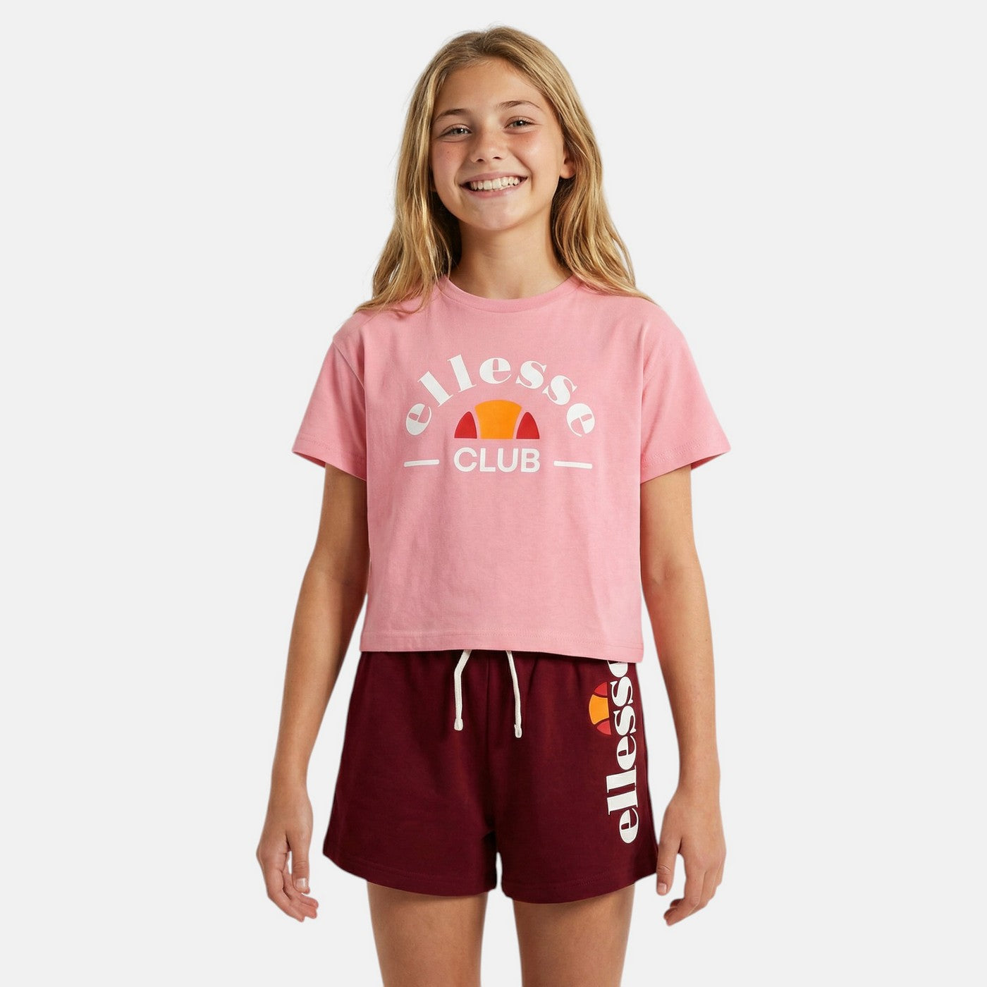 Pack Of 2 Ellesse Girls' T-Shirts And Shorts - Pink/White