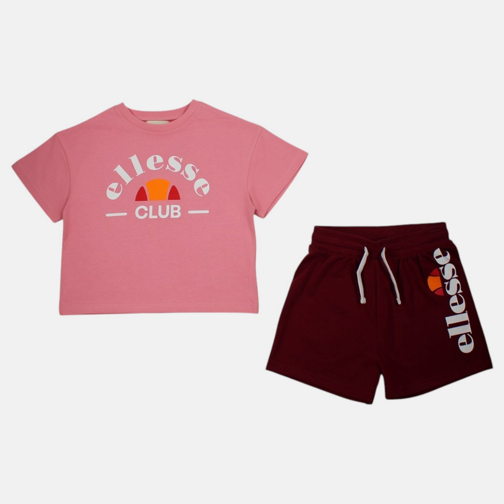 Pack Of 2 Ellesse Girls' T-Shirts And Shorts - Pink/White
