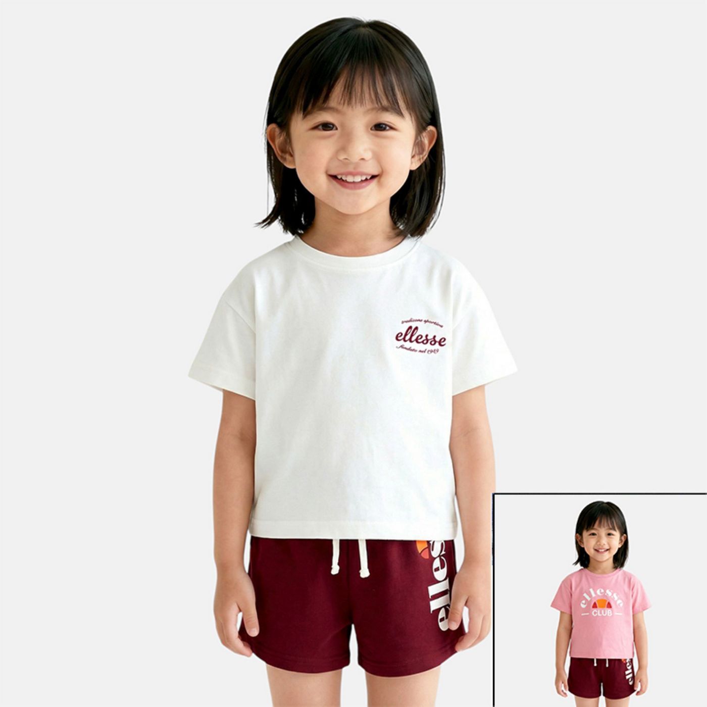 Pack De 2 T-Shirts Et Short Ellesse Fille - Rose/Blanc