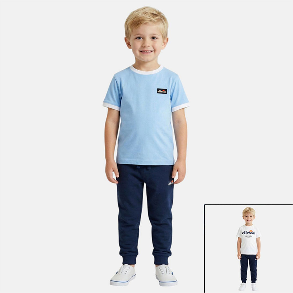 Pack of 2 Ellesse Boys' T-Shirts and Jogging Pants - White/Blue