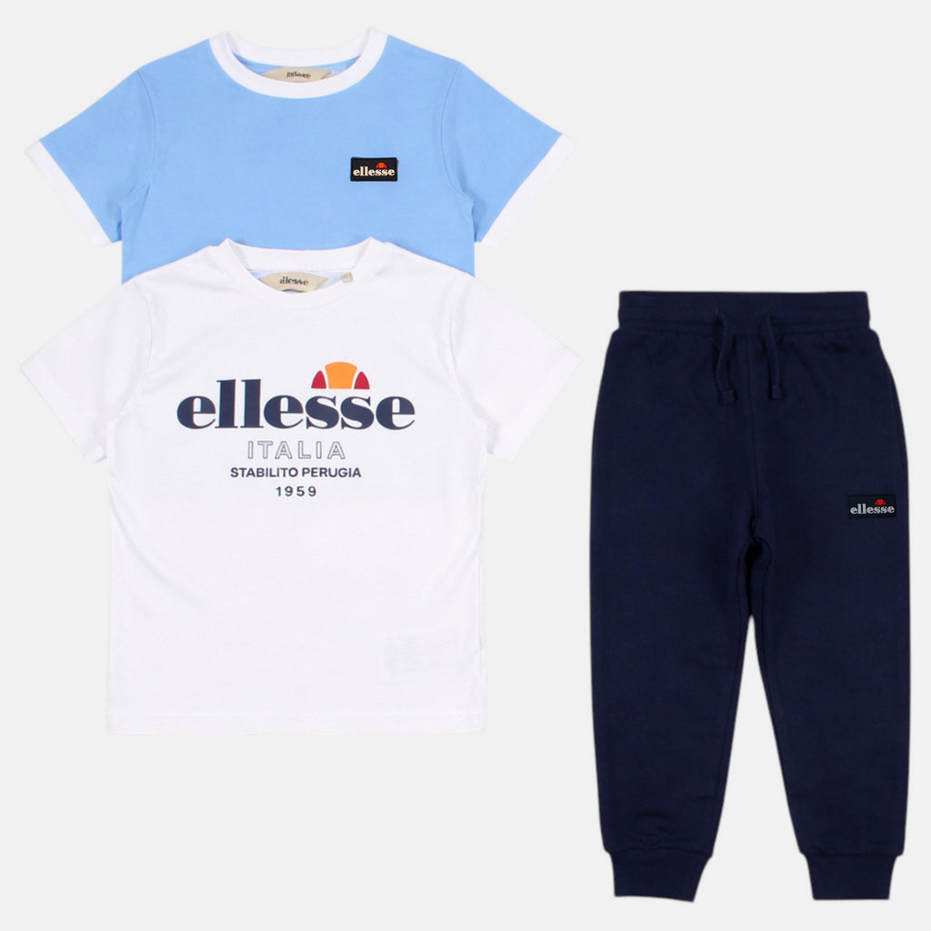 Pack of 2 Ellesse Boys' T-Shirts and Jogging Pants - White/Blue