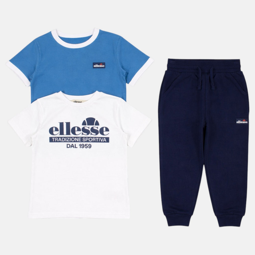 Pack of 2 Ellesse Boys' T-Shirts and Jogging Pants - White/Navy