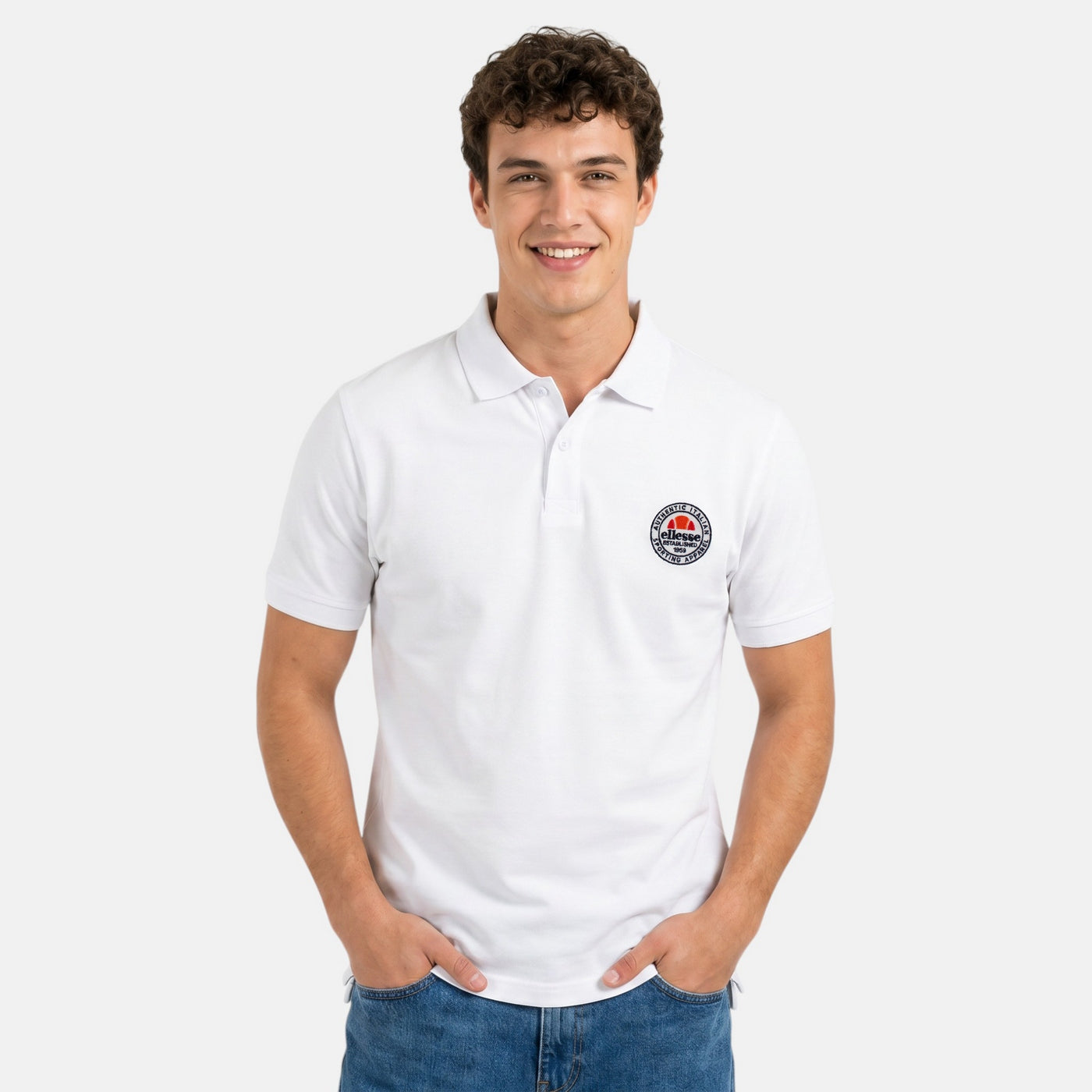 Ellesse Men's Short Sleeve Polo Shirt - White