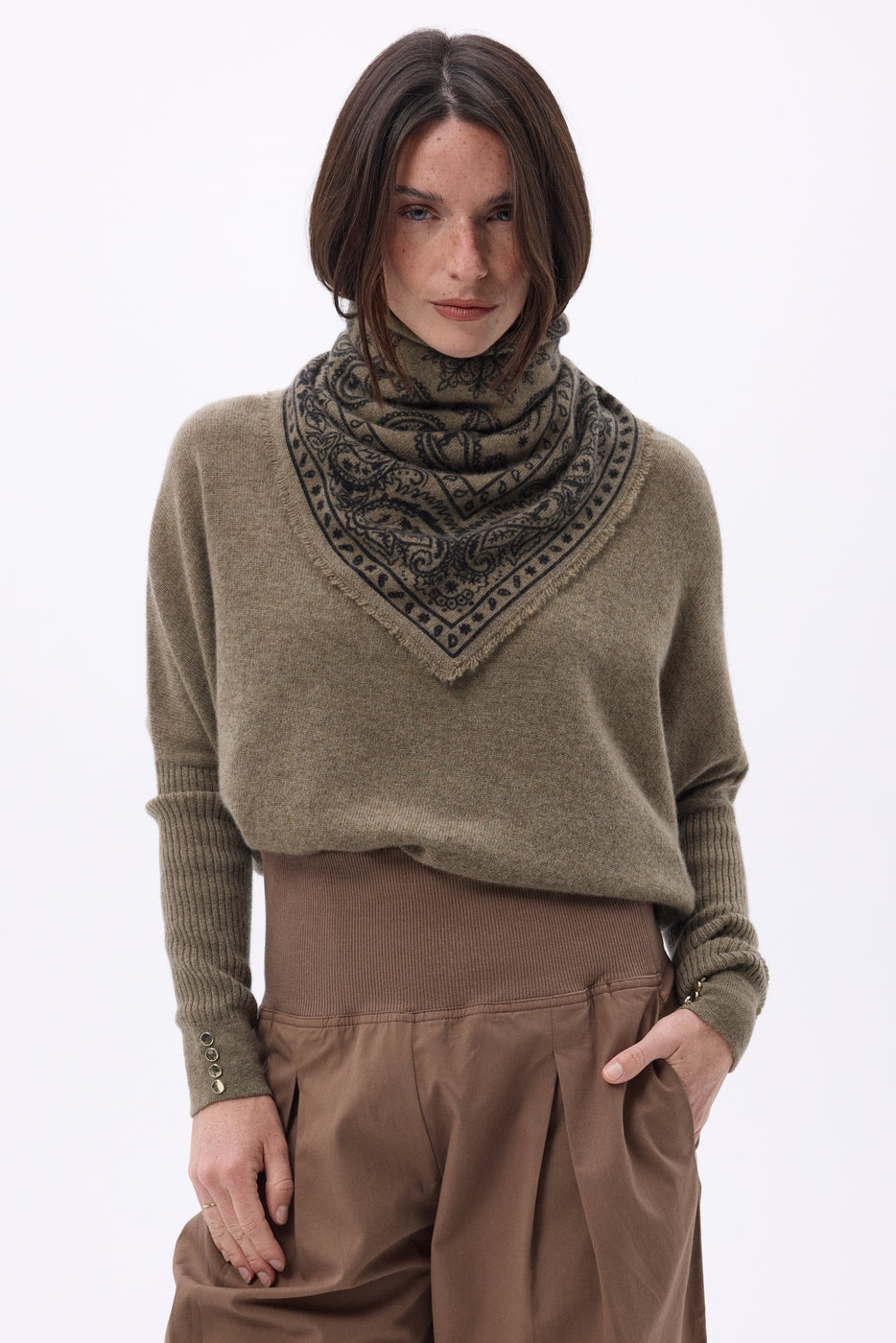 Petit Bandana Ski - Khaki Chine - Femme