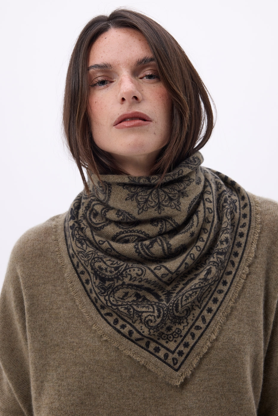 Petit Bandana Ski - Khaki Chine - Femme