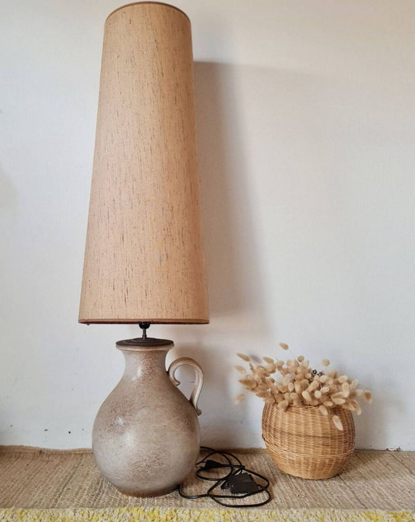 Stor Vintage Keramiklampe Scheurich Germany - Beige