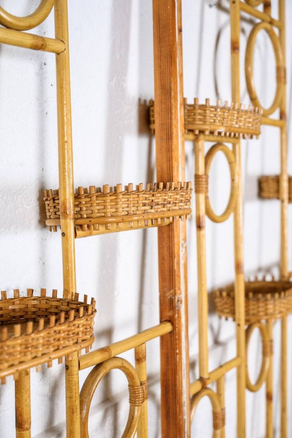 Biombo De Bambú Y Madera - Madera
