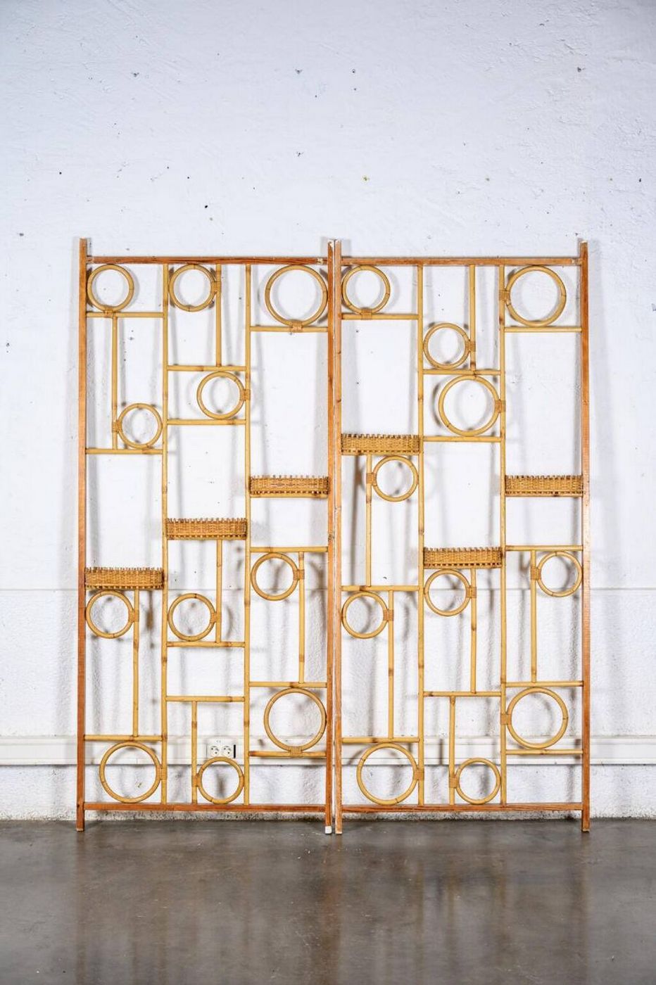 Biombo De Bambú Y Madera - Madera