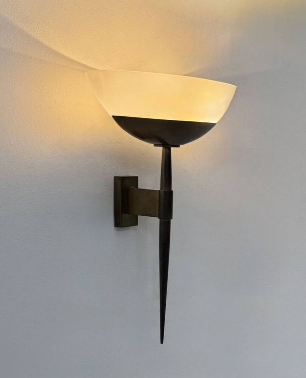 Vintage Art Deco-Væglampe/Messing Og Perspex/Frankrig/1930 - Gylden