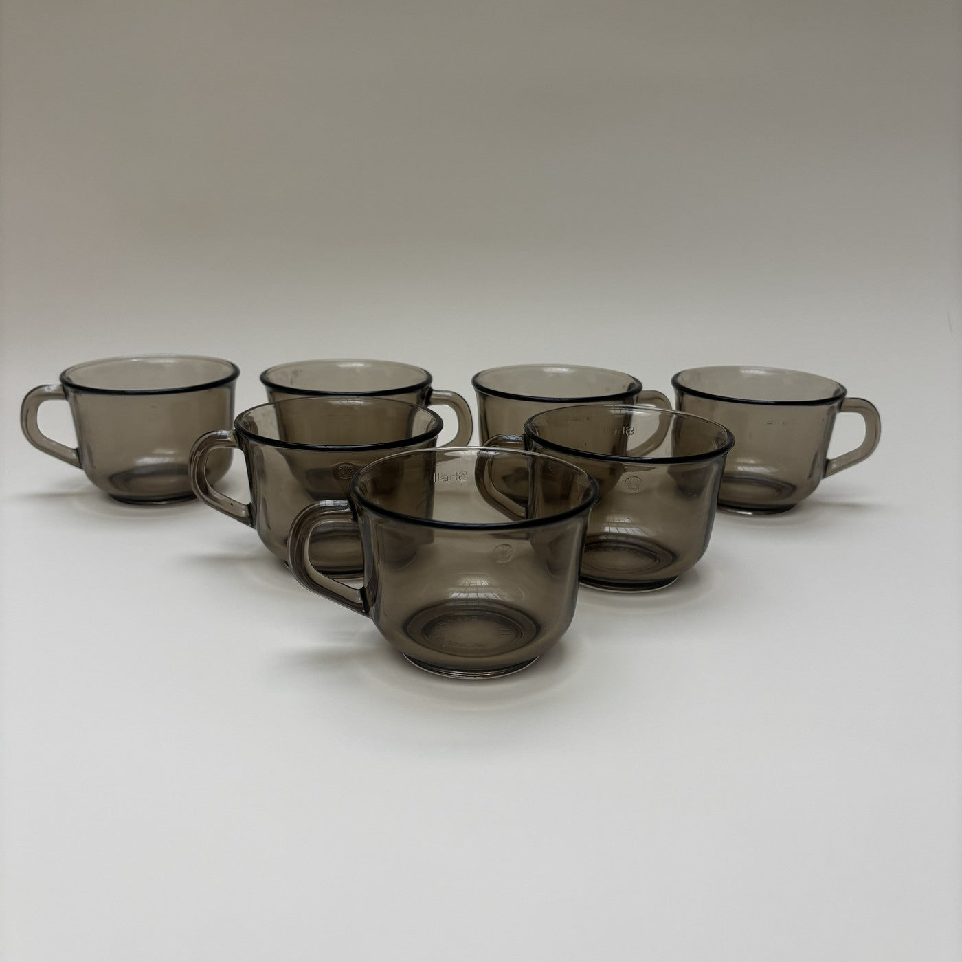 Set of 7 Brown Arcoroc Cups