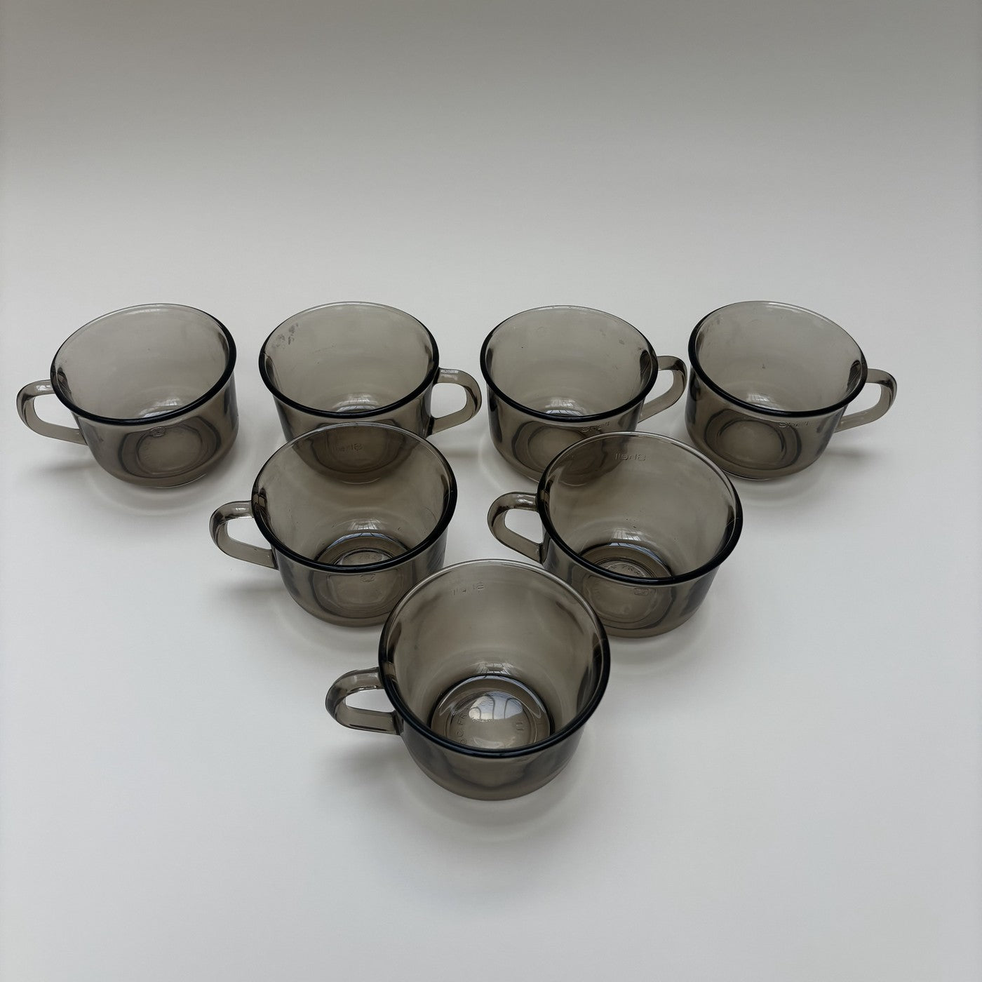 Set of 7 Brown Arcoroc Cups