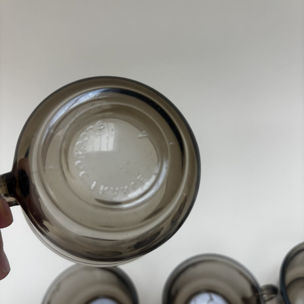 Set of 7 Brown Arcoroc Cups