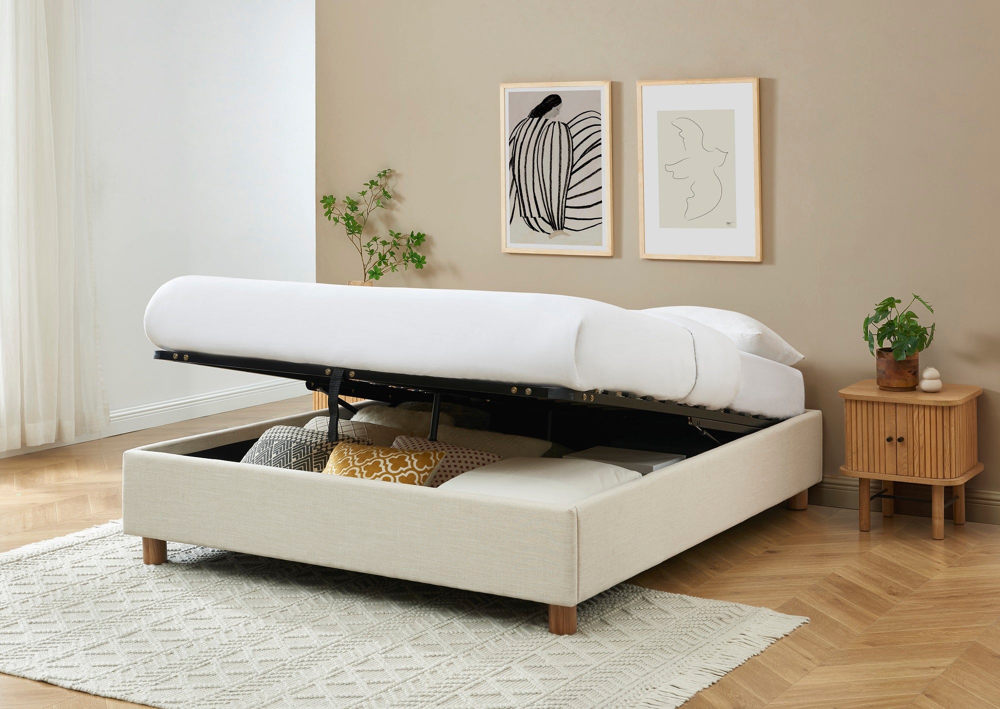 Korall - Cama - Tela - Beige Lino